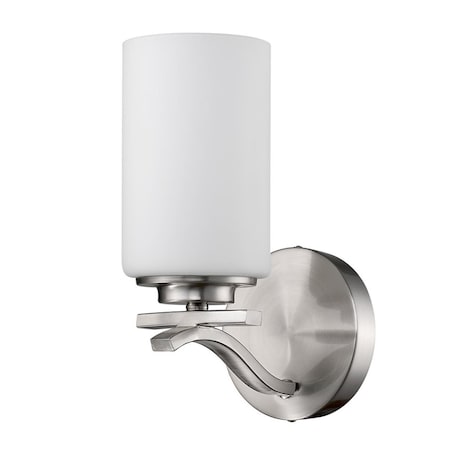 Estallar 9.75 x 5 x 6.5 in. Poydras 1-Light Satin Nickel Sconce with Etched Glass Shade ES3657663